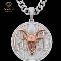 Collar con Colgante de Cabeza de Toro de Moissanita de Alta Calidad, Estilo Hip Hop, con Incrustaciones de Diamantes Redondos, para Hombre, Estilo Urbano y de Alto Rendimiento