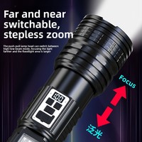 Linterna de Doble Luz OEM con Zoom, Recargable por USB C, 400LM, 500M, Banco de Energía 18650, Linterna de Rescate para Camping y Actividades al Aire Libre, con Logotipo Personalizado
