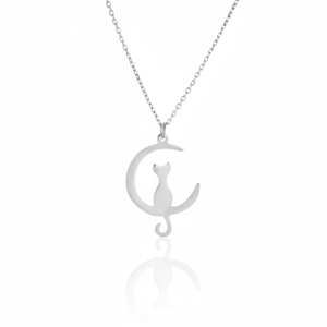 Collier pendentif chat solitaire en argent sterling 925 Azuris, élégant bijou fin - Product Image 2