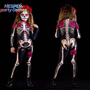 Combinaison de cosplay HESPER pour Halloween, costume pour adultes, style gothique victorien avec imprimé squelette bicolore, nouveauté pour Halloween - Product Image 3