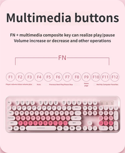 Full Size Punk Retro Round Key Mixed Color Office Quiet 2.4G Wireless Keyboard and <b>Mouse</b> Set <b>for</b> <b>Computer</b> - Product Image 3