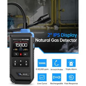 เครื่องตรวจจับก๊าซ Fnirsi GD-02 แบบคอห่านยืดหยุ่นขนาด 14 นิ้ว สำหรับตรวจสอบการรั่วไหลของก๊าซที่ติดไฟได้ เช่น มีเทน โพรเพน ไอโซบิวเทน - Product Image 2