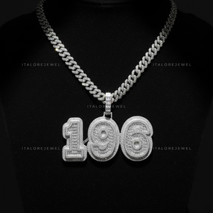 Pendentif lettre en moissanite plaqué or 196 en argent sterling 925 avec pavé de baguettes en or blanc, collier alphabet élégant, cadeau de bijoux - Product Image 2