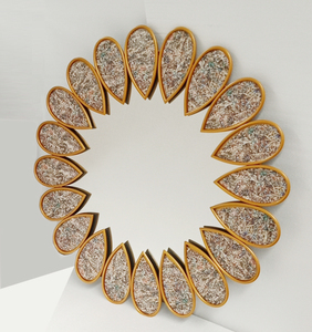 Petal <strong>Round</strong> Console Glass Art Deco MR Wall <strong>Mirror</strong> with <strong>Wooden</strong> Frame in Silver for Living Room Wall Decoration Model MR-2D1802 - Product Image 5
