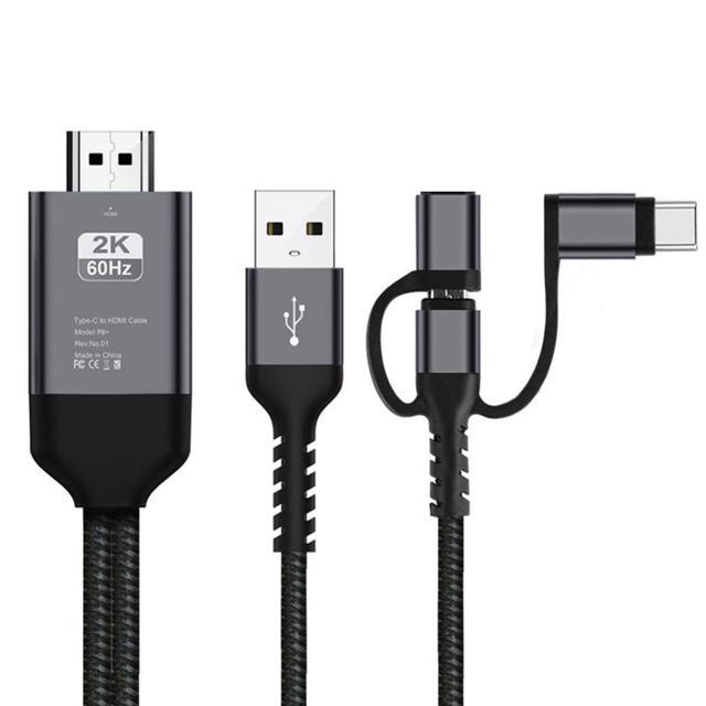 Trending 3-in-1 for Adapter Cable with PVC Jacket Micro Phone USB Type-C to for for Phone to TV/Projector/Monitor 1080P