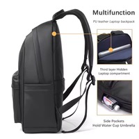 Sacs à dos pour ordinateur portable pour hommes en cuir PU imperméable et sac de sport décontracté pour affaires