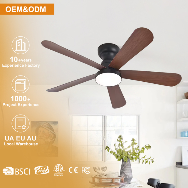 52 Inch Modern Wood Fan Light Indoor Tuya Smart Chandelier 4 Plywood Blade Remote Control Led Ceiling Fan With Light