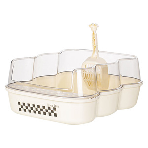 High Rim <b>Cat</b> Litter <b>Box</b> With Scoop Large Capacity Easy Clean Dust Free Odor Control Rectangle PP Material - Product Image 4