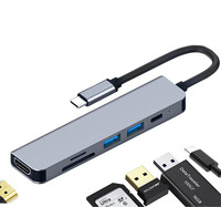 Hub USB-C 6 en 1 OEM con salida de CA, carga rápida USB-C PD y 4K HD para computadora