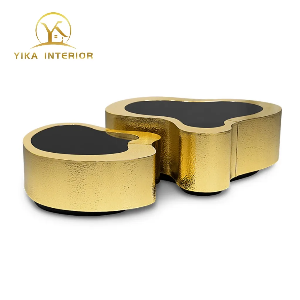 Boca do lobo metal luxury design sense shaped wavy coffee table combination gold high-end furniture customization
