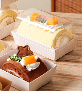 Cake Roll Packaging Box - Swiss <strong>Dream</strong> Roll Transparent Individual Packaging Box for Baking - Cut Into Pieces Small Cake - Product Image 5