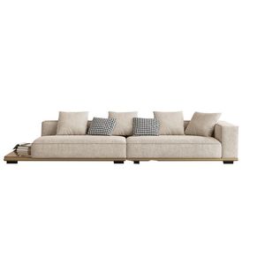 Minimalist Modern Horizon <b>Sofa</b> Cotton Linen Fabric Straight Line Design Living Room Furniture - Product Image 5