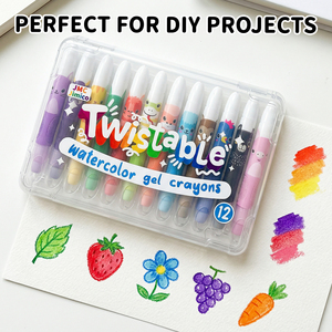 ジェルクレヨン12色セット レインボーカラー クレヨン ガラスや紙に描けるツイストアップキャップ付き - 滑らかに滑るジェルクレヨンセット - Product Image 6