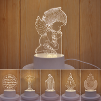Veilleuse intelligente 3D LED à illusion religieuse Jésus Bébé en acrylique pour chambre d'enfant, étagère de crèche, décoration d'intérieur et affichage de la foi