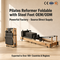 Reformer de Pilates pliable personnalisable en bois d'érable et de chêne avec pieds en acier, équipement de fitness professionnel OEM