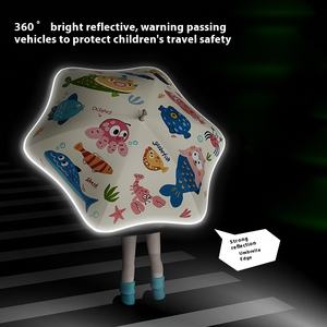 Paraguas de doble uso de gran tamaño para niños, esquinas redondeadas, ruedas, revestimiento negro antipinchazos, Protector de lluvia y sol, lindo gato, perro, seda - Product Image 5