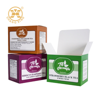 Caja de Té Negra Personalizada con Barniz Brillante, Papel Blanco Limpio, ODM, CMYK, Caja con Cierre de Solapa, 20/25 Paquetes, Máquina Envasadora de T
