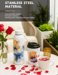 مجموعة 3 في 1 تشمل قارورة فراغية من الفولاذ المقاوم للصدأ سعة 500 مل وكوب قهوة فراغي سعة 300 مل وكوب سيراميك للهدايا الترويجية للأعمال وحفلات الزفاف - Product Image 1