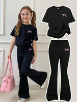 2-delige Zomermeisjes Casual Strik En Pittige Broek Set Op Maat Voor Kinderkleding Voor Leeftijdsgroep Eenvoudig Ontwerp Met Ronde Hals