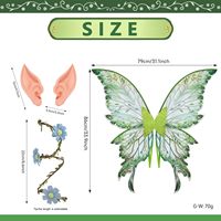 Ensemble de costume ailes de fée pour adultes, ailes de papillon avec oreilles d'elfe et bandes de bras fleuries pour Halloween, cosplay, photo
