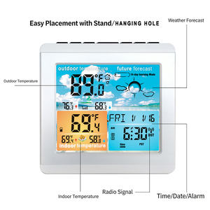 Stazione <span class=keywords><strong>Meteo</strong></span> Wireless per Temperatura e Umidità Domestica con Display Digitale LED Interno/Esterno e Sveglia RCC - Product Image 3
