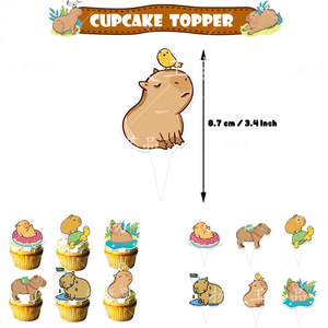 Articles de fête Capybara : Bannière Joyeux Anniversaire Capybara, Décorations de gâteau et cupcakes, Ballons, Fournitures de fête DIY pour Baby Shower - Product Image 4