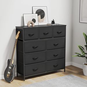 Armario de tela ancho <span class=keywords><strong>y</strong></span> alto con parte superior de madera, cómoda para dormitorio con 9 cajones, organizador de almacenamiento - Product Image 2