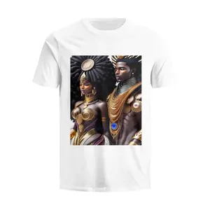 Essential Women's Classic Cotton White T-shirt Front Panel Custom Print T Shirt African Art Short Sleeve Big Size Unisex T-Shirt