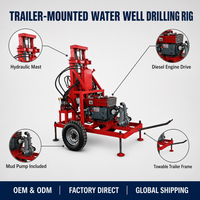 Machine de forage de puits d'eau hydraulique portable, légère et compacte, avec pompe à engrenages et moteur à roulement, profondeur maximale 120 m, 220 V/380 V