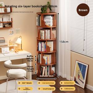 Estantería Giratoria de Bambú de 360 Grados, Mueble de Almacenamiento Móvil para Sala de Estar, Estantería de 50 cm de Diámetro - Product Image 5