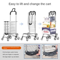 Chariot de courses pliable à huit roues en aluminium, avec revêtement en poudre, pour la maison, chariot à main pour monter les escaliers, petite remorque