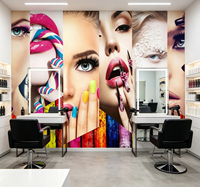 Papier peint mural personnalisé pour la beauté, le maquillage et le nail art, portrait de femme tendance pour la décoration de fond de salon de beauté et de salon de manucure