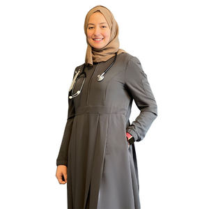 Abito da <span class=keywords><strong>infermiera</strong></span> musulmano modesto LOMW con hijab, maniche lunghe, uniforme scrub, polsini elastici, tasche nascoste - Product Image 5
