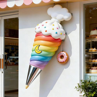 Escultura gigante de helado de fibra de vidrio y resina de 100 cm, tamaño extra grande, para decoración de tiendas, exhibición de conos de helado gigantes para escaparates.