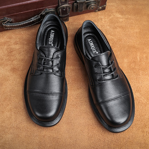 Chaussures Oxford pour hommes AIBOIS à bout rond en cuir véritable, lacets, semelle en caoutchouc souple, pour un usage professionnel et décontracté - Product Image 1