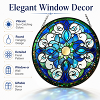 Xinhangchen Décoration Murale en Verre Teinté Style Bohème Fantaisie pour Attrape-Soleil Panneau en Verre Anniversaire Femmes & Mères 30*30cm