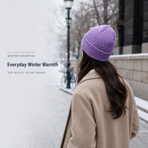 Gorro de Punto con Pedrería para Mujer, Marca Autonomy, Acrílico, Cálido, para Otoño e Invierno - Product Image 5