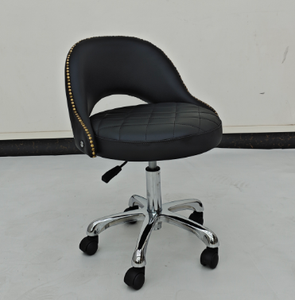 Taburete de Salón Moderno de Cuero PU con Altura Ajustable y Base Cromada para Uso Comercial - Product Image 1