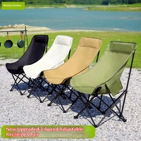 Chaise pliante d'extérieur en tissu Oxford – Fauteuil de bureau portable à dossier haut, design lune, pour camping, plage, pêche, randonnée