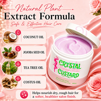 Service complet de développement d'emballages et de réparation pour masques capillaires Crystal Custard destinés aux marques de soins capillaires, importateurs et acheteurs au détail