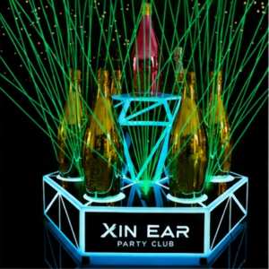 Hexagonal Laser <b>Light</b> Wine Presenter | 5-Bottle Diamond Luminous Stand for VIP Bottle Service - Product Image 1