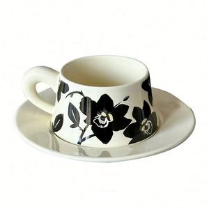 Juego de Taza y Platillo con Diseño Moderno, Taza de Café de Cerámica, Taza para Latte, Decoración para el Hogar - Product Image 1