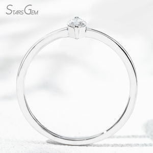 Anillo de Compromiso Solitario Unisex de Oro Blanco de 18K con Diamante Cultivado en Laboratorio de Corte Marquesa de 0.21ct y 3*6mm, Color D Clásico, Starsgem - Product Image 5