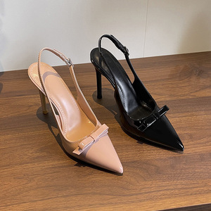 Zapatos de tacón alto versátiles de estilo francés, delgados y de una sola pieza, con plantilla acolchada y ancha, para mujer, talla grande. - Product Image 3
