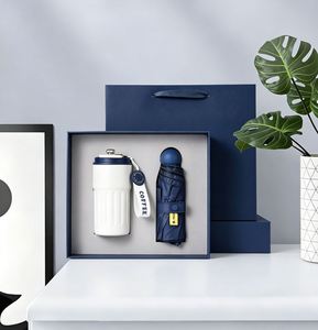 Coffret Cadeau d'Affaires Moderne et Minimaliste : Mug à Café, Parapluie, Power Bank Métallique en PU, Boîte Premium, Logo Personnalisable, Impression d'Entreprise - Product Image 2