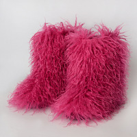 Laine Y2K hiver en peluche fourrure mongole bottes femmes hiver cheville et chaussons bottes Imitation fourrure fourrure bottes de neige