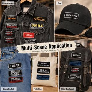 Pronto per la Spedizione: Robuste Toppe Termoadesive di Lusso Nere Rettangolari con Citazioni Sarcastiche Divertenti, <span class=keywords><strong>Motto</strong></span> Tattico da Biker, Nome e Logo - Product Image 4