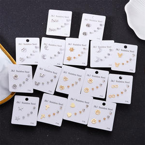 Ensemble de 20 paires de boucles d'oreilles en acier inoxydable, arbre de vie en cristal, fleur, <span class=keywords><strong>ECG</strong></span>, ensemble de boucles d'oreilles pour femmes et filles - Product Image 2