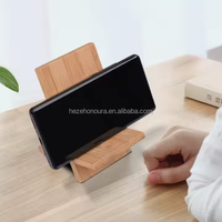 Support de téléphone et tablette en bois de bambou, écologique, pour bureau, finition polie, 14x7.8cm, MOQ 100, pour les fêtes
