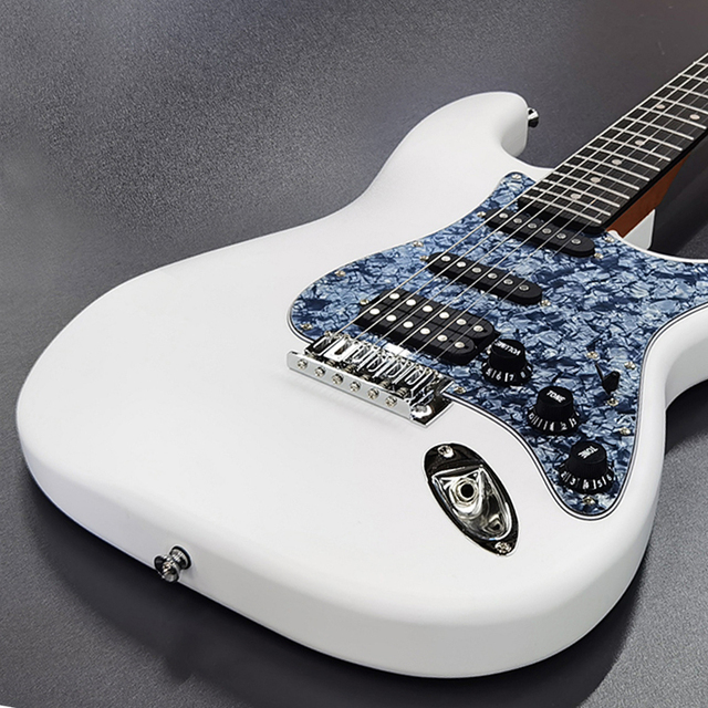 Galyda ST Electric Guitar 39 Inch Matte White poplar Body Carbonized Maple Neck S-S-H Pickup